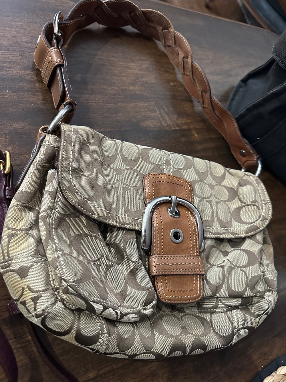 Coach Soho Signature Pocket Flap / Medium Buckle Flap Shoulder Bag